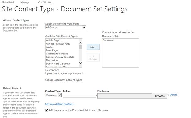 Choose the content types
